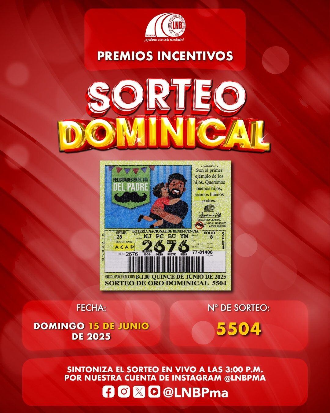 En el billete de hoy se conmemora el Día del Padre.