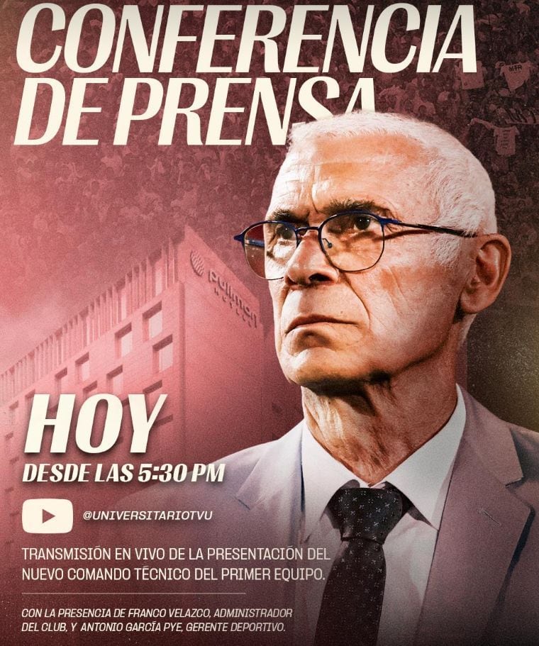 Así anunció Universitario de Deportes la conferencia de presentación de Héctor Cúper