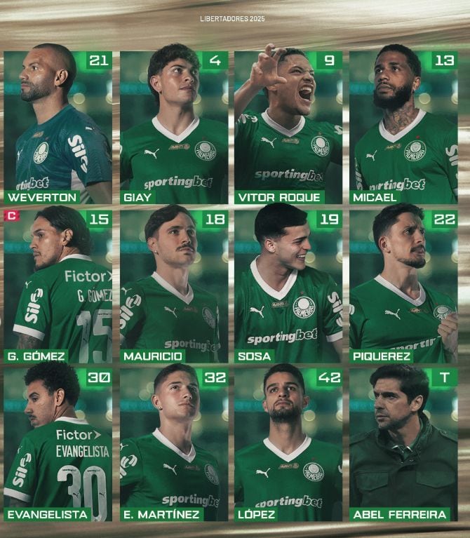 Ahora vamos con los 11 inicialistas de Palmeiras