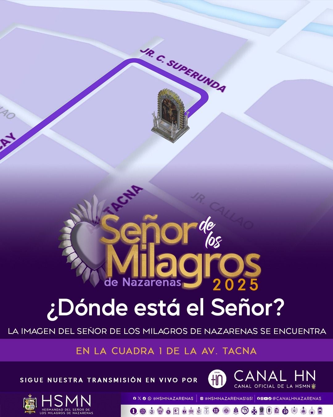 La imagen del Señor de los Milagros se encuentra en la cuadra 1 de la avenida Tacna.