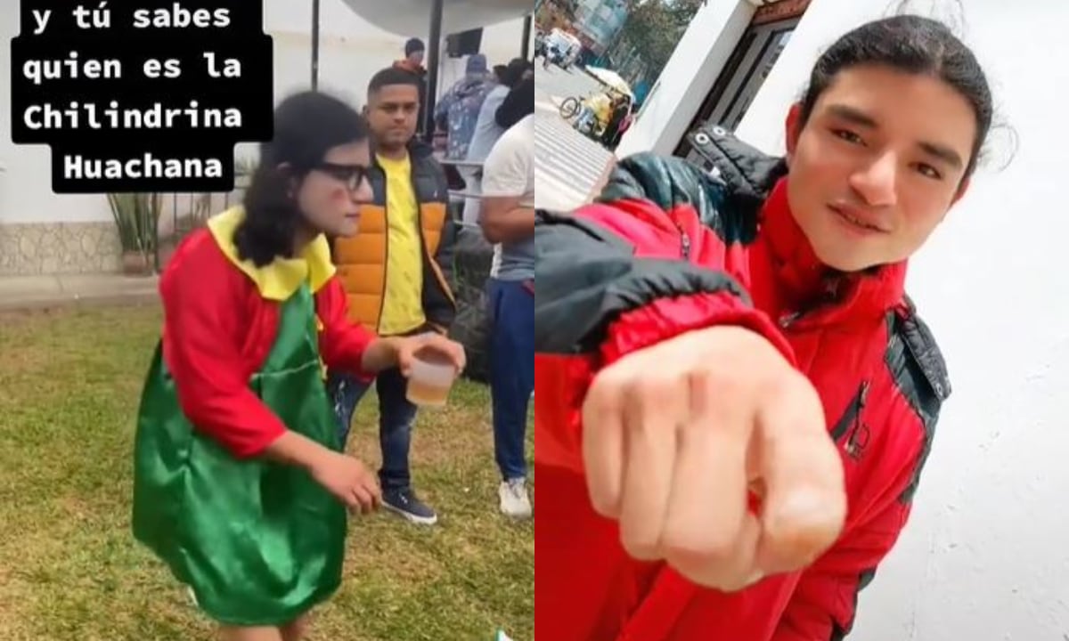 Alex Brandon trabaja en una discoteca de Huacho caracterizado como el personaje de la recordada serie mexicana, pero también hace malabares. (Foto: @chilindrinahuacho/composición)