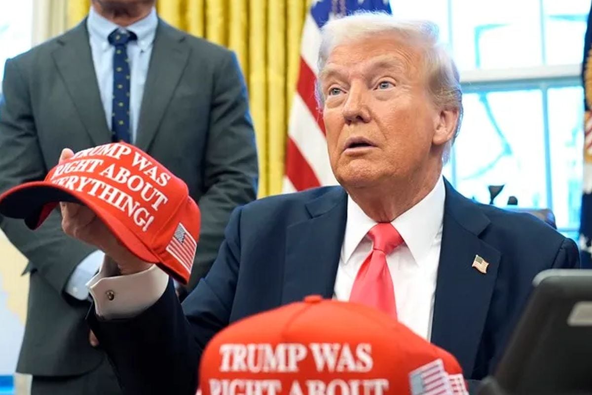 Fotografía del presidente de EE.UU., Donald Trump, en rueda de prensa desde la Casa Blanca en Washington. Foto: EFE/EPA/ Yuri Gripas
