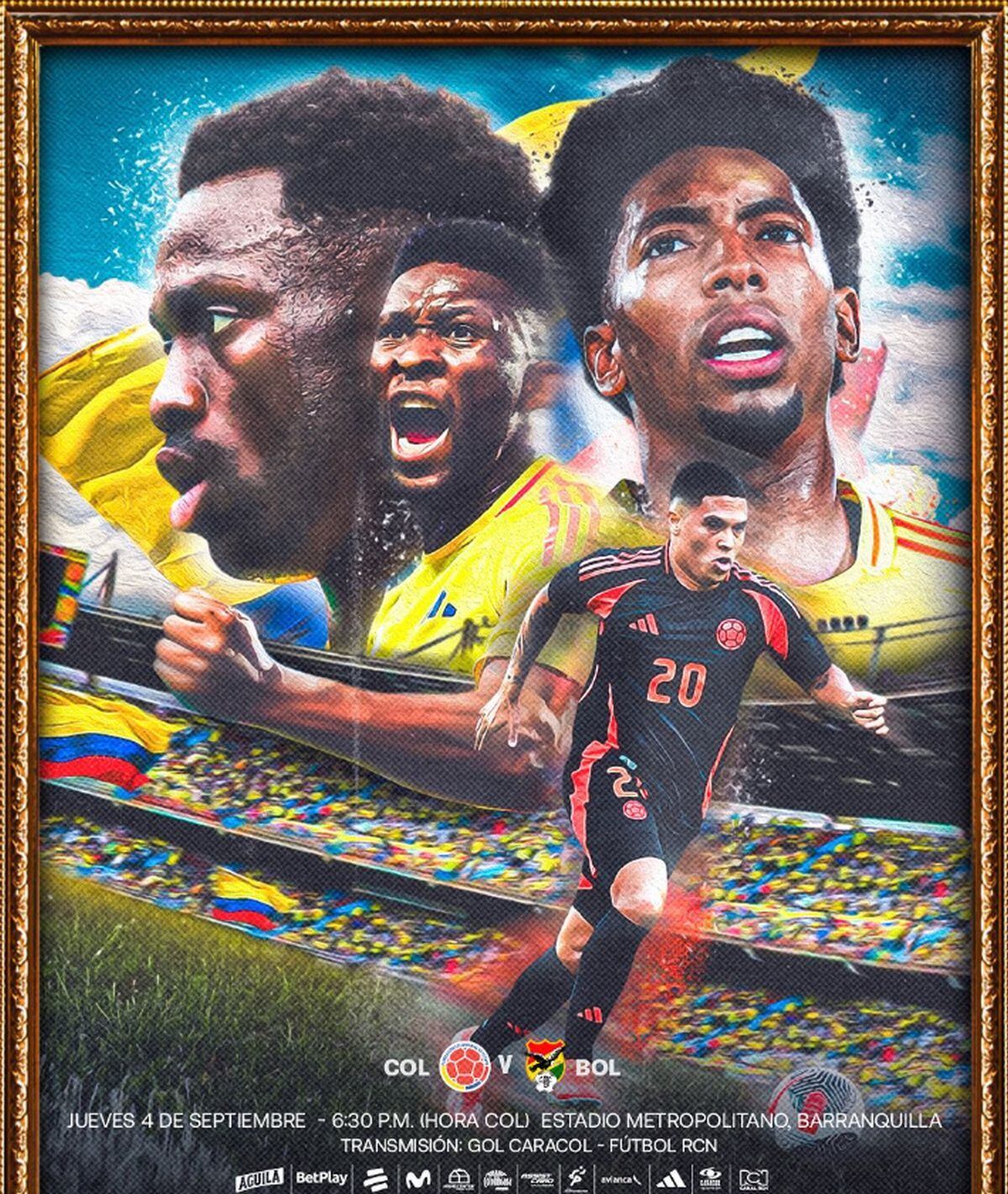 Así anuncia la selección de Colombia el partido de esta tarde ante Bolivia en el Metropolitano de Barranquilla | Foto: @FCFSeleccionCol