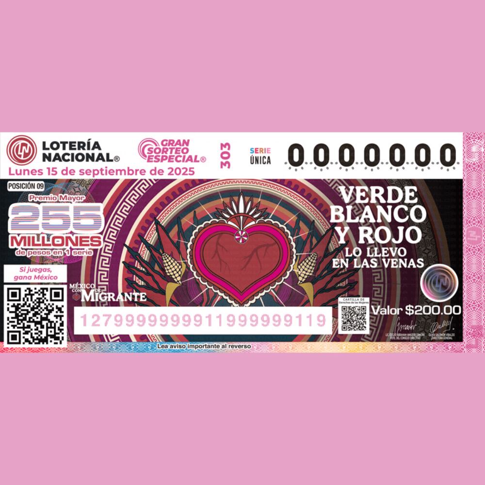 Conoce el billete para el Gran Sorteo Especial del lunes 15 de septiembre.