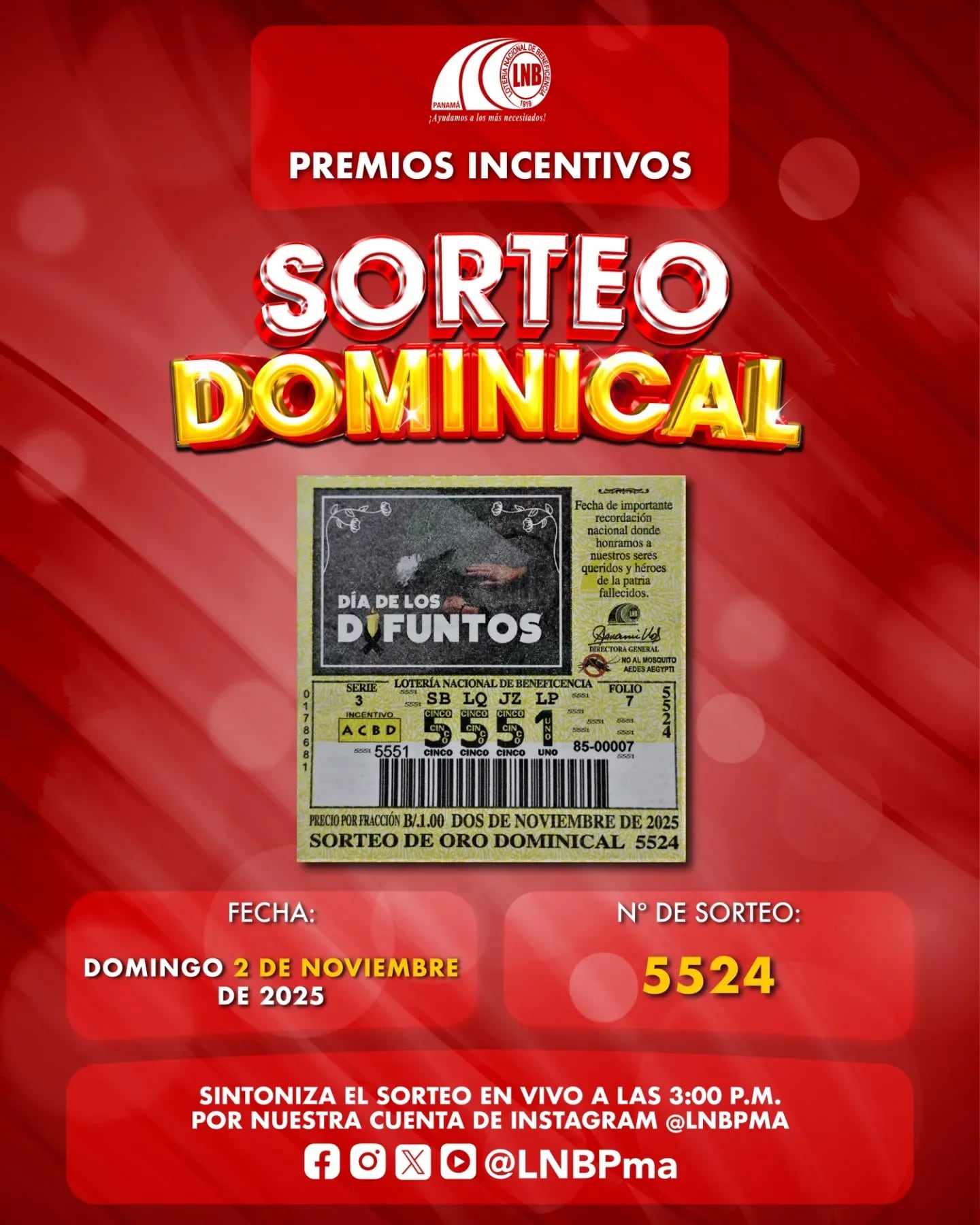 Este es el billete que jugará hoy, domingo 2 de noviembre.