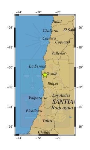 Referencia geográficamente del sismo a 11 km al O de Punitaqui.