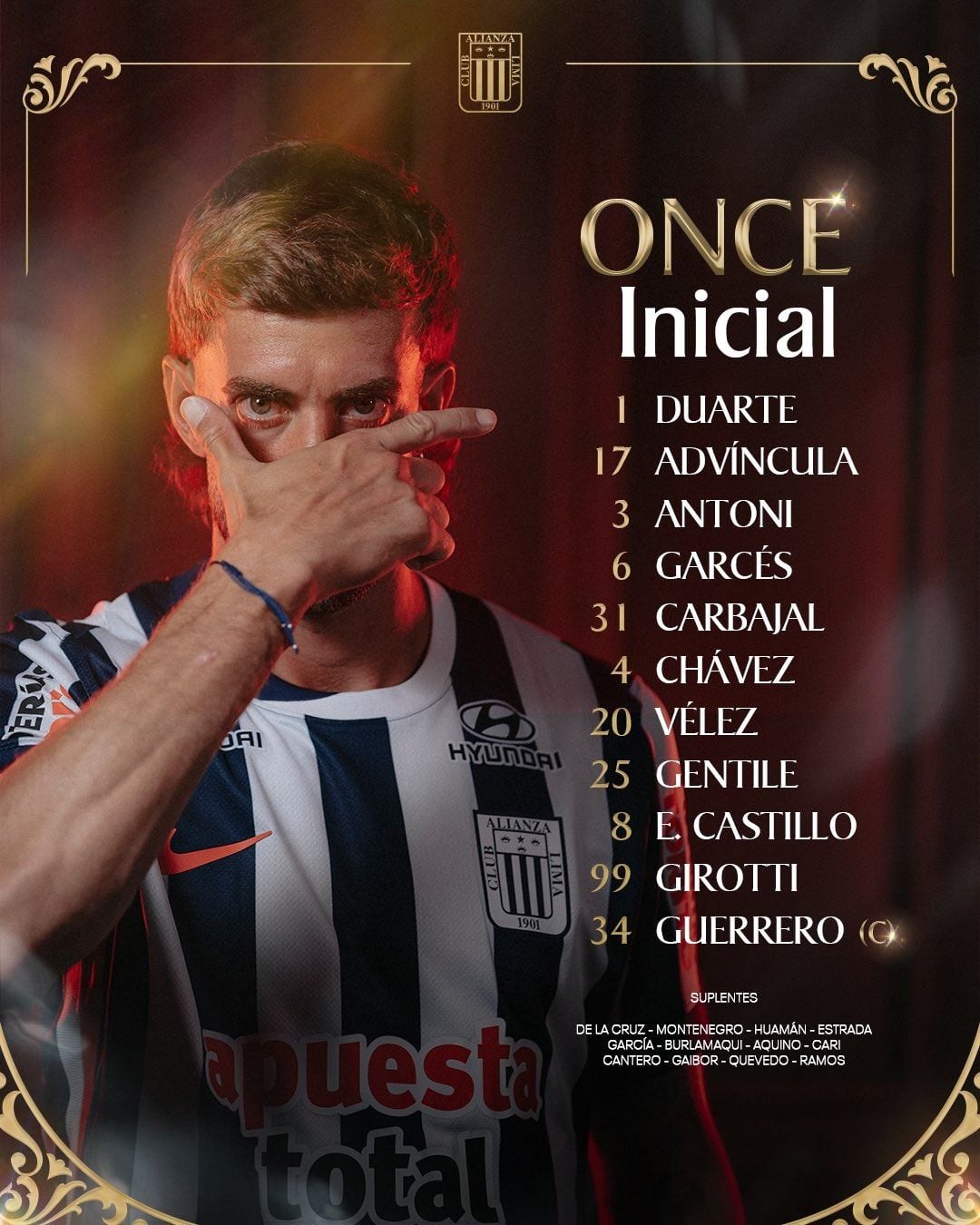 Este es el once titular de Alianza Lima.