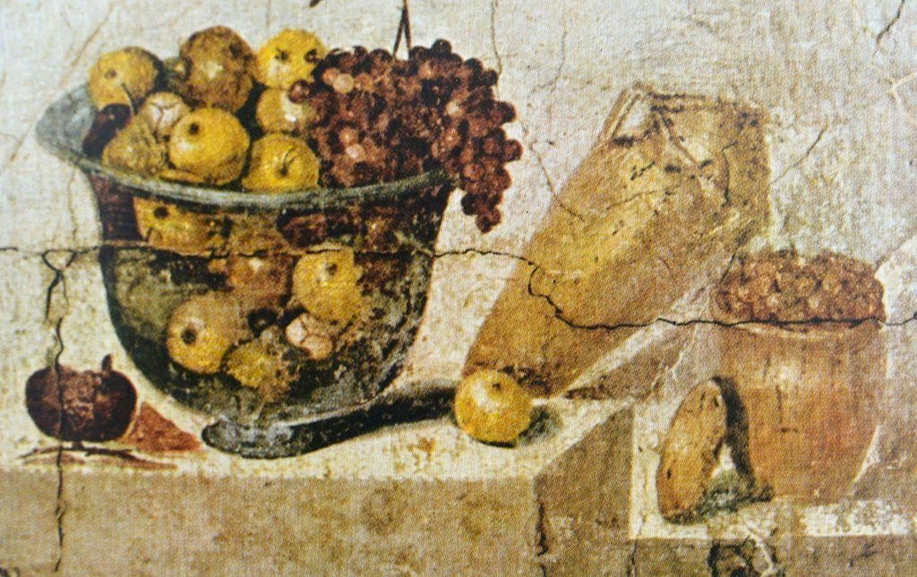 Fruits and nuts in fresco from the Casa de Júlia Félix, Pompeii.  (GET IMAGES).