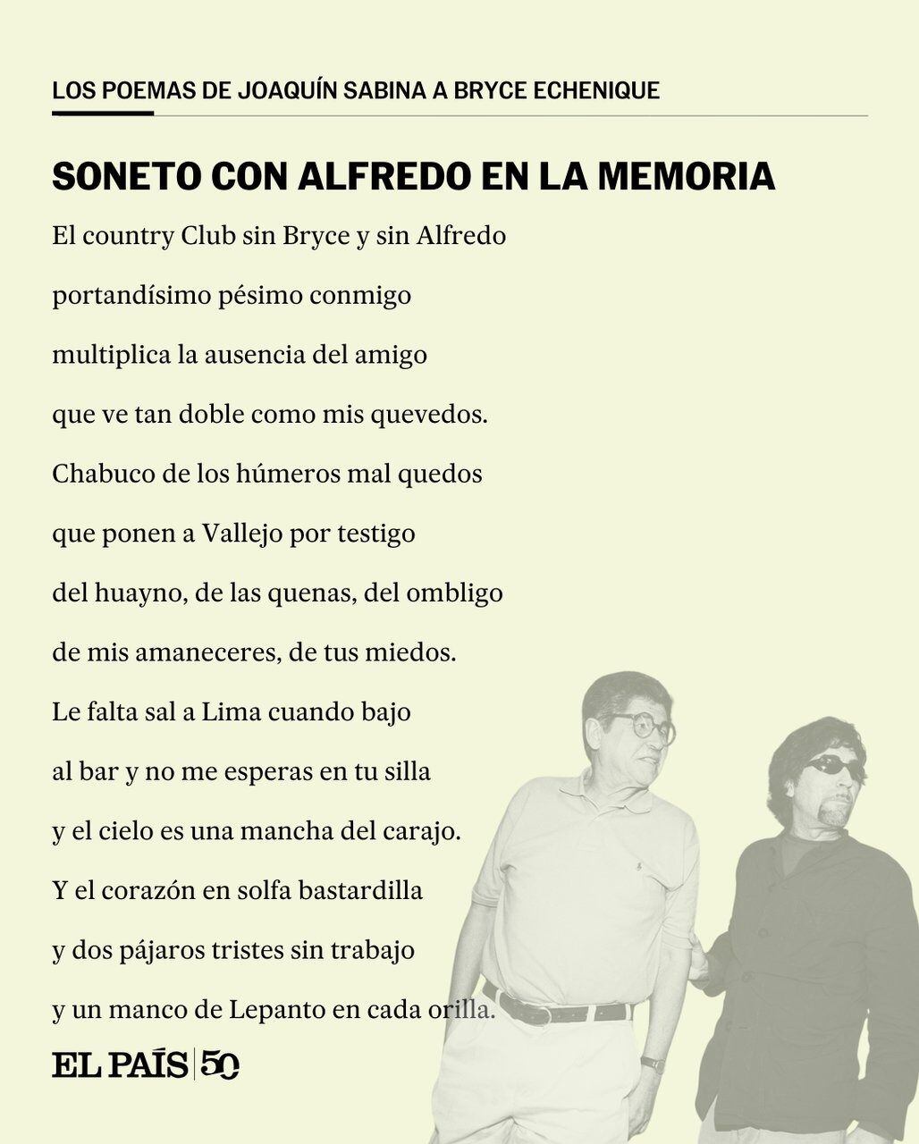 El cantante español Joaquin Sabina publicó dos textos por separado, en el diario El País, como homenaje a quien fue su amigo. Llevan como nombre: Soneto con Alfredo en la memoria y In Memoriam.