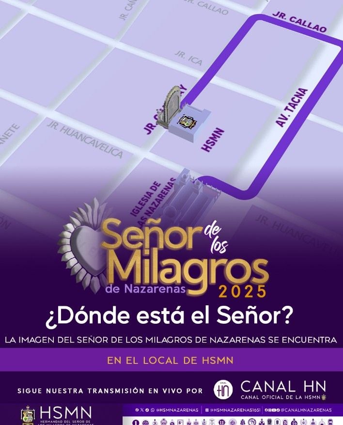 El Señor de los Milagros se encuentra en el Santuario de las Nazarenas.