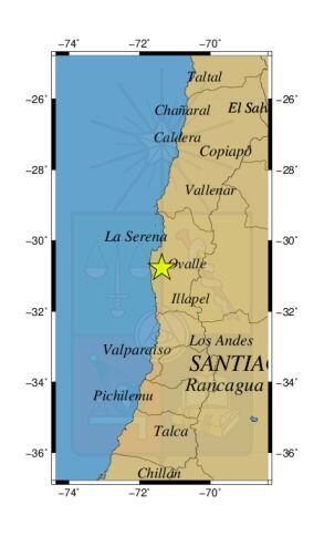 Referencia geográfica del sismo a 12 km al NO de Punitaqui.