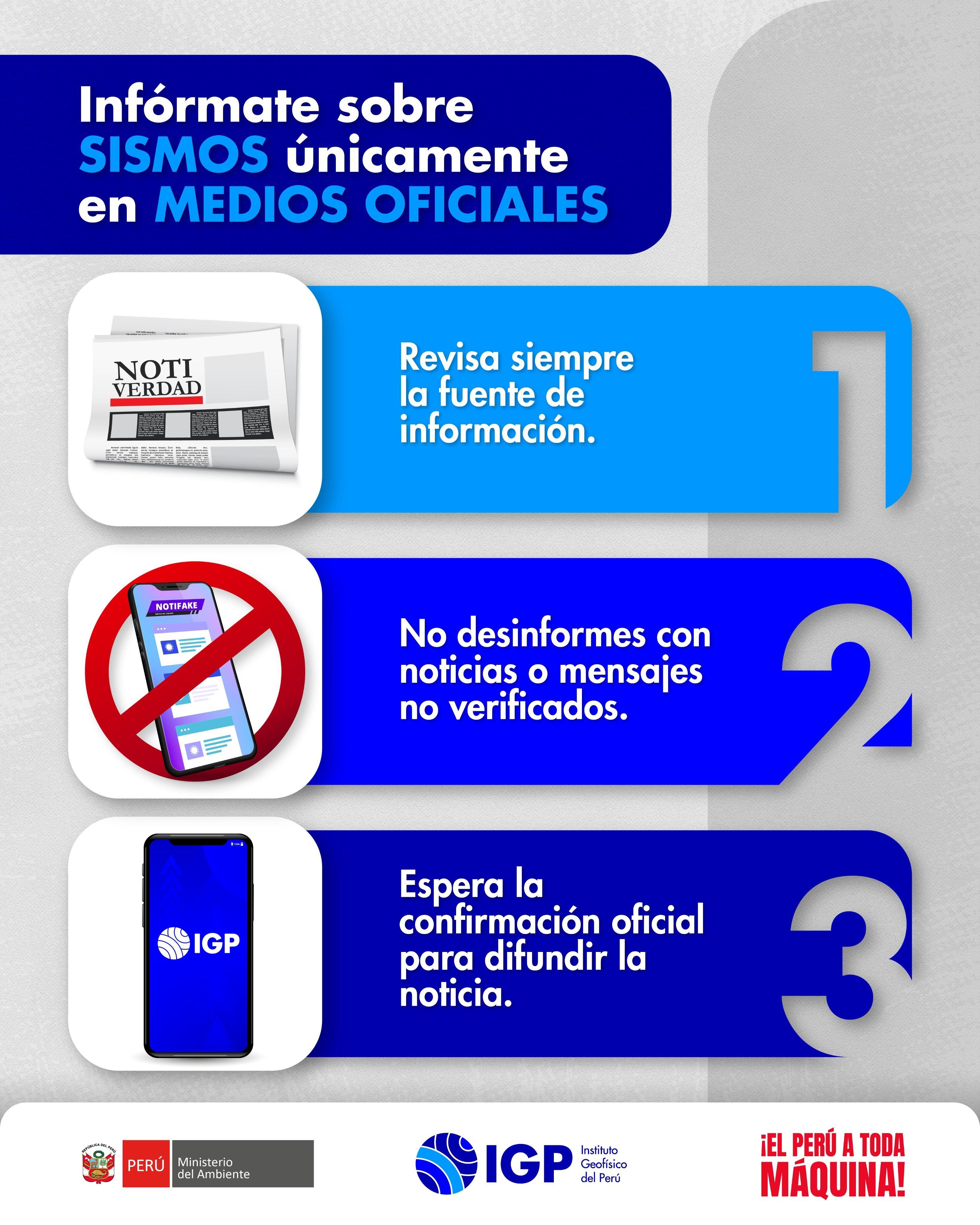 Recuerda informarte de los sismos solo por medios oficiales del IGP.