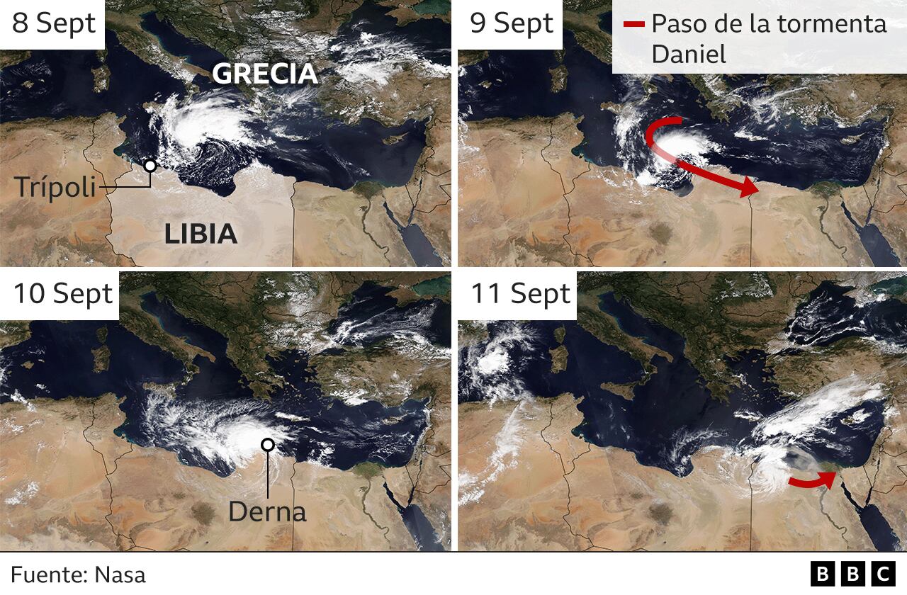 Mapa de la tormenta Daniel