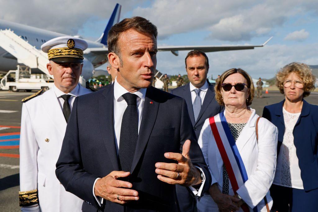 La gravedad de la situación obligó al presidente Macron a viajar a Nueva Caledonia. (LUDOVIC MARIN / GETTY).