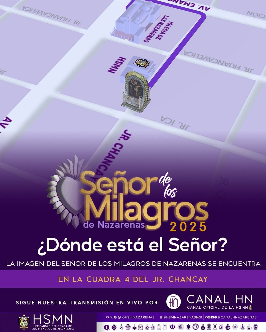 La santa imagen se encuentra en la cuadra 4 del jirón Chancay.