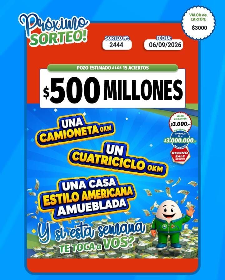 Además, el ganador se llevará una camioneta 0 Km, un cuatriciclo 0 Km y una casa estilo americana amueblada.