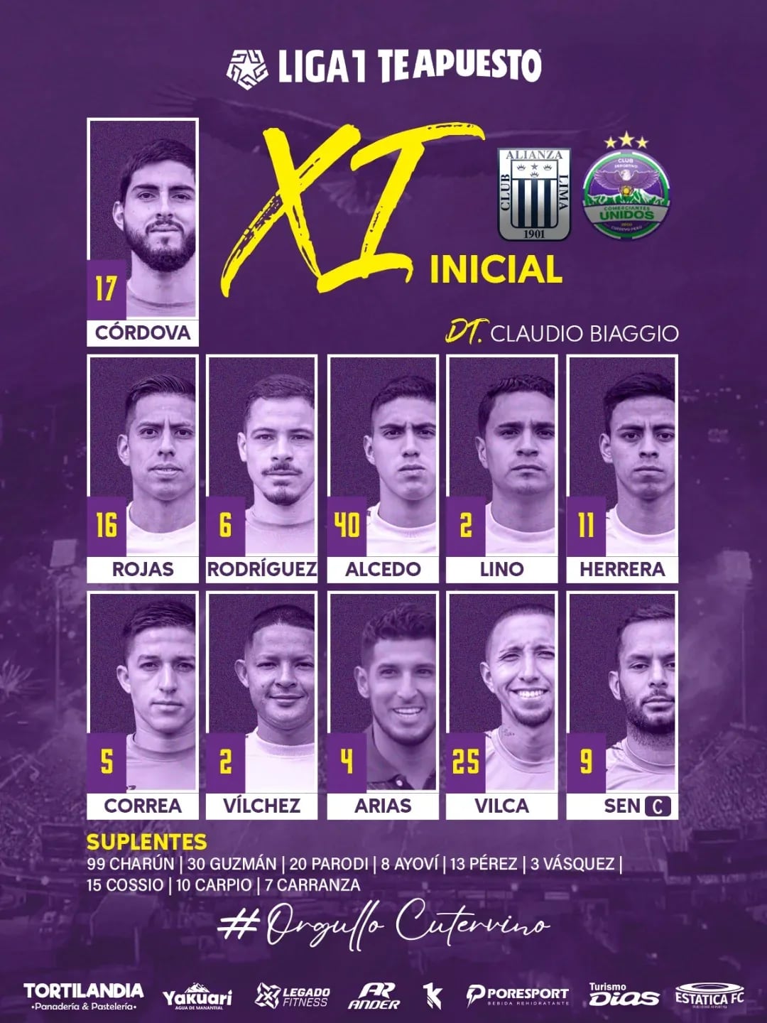 Conoce la alineación de Comerciantes Unidos para el partido de hoy.