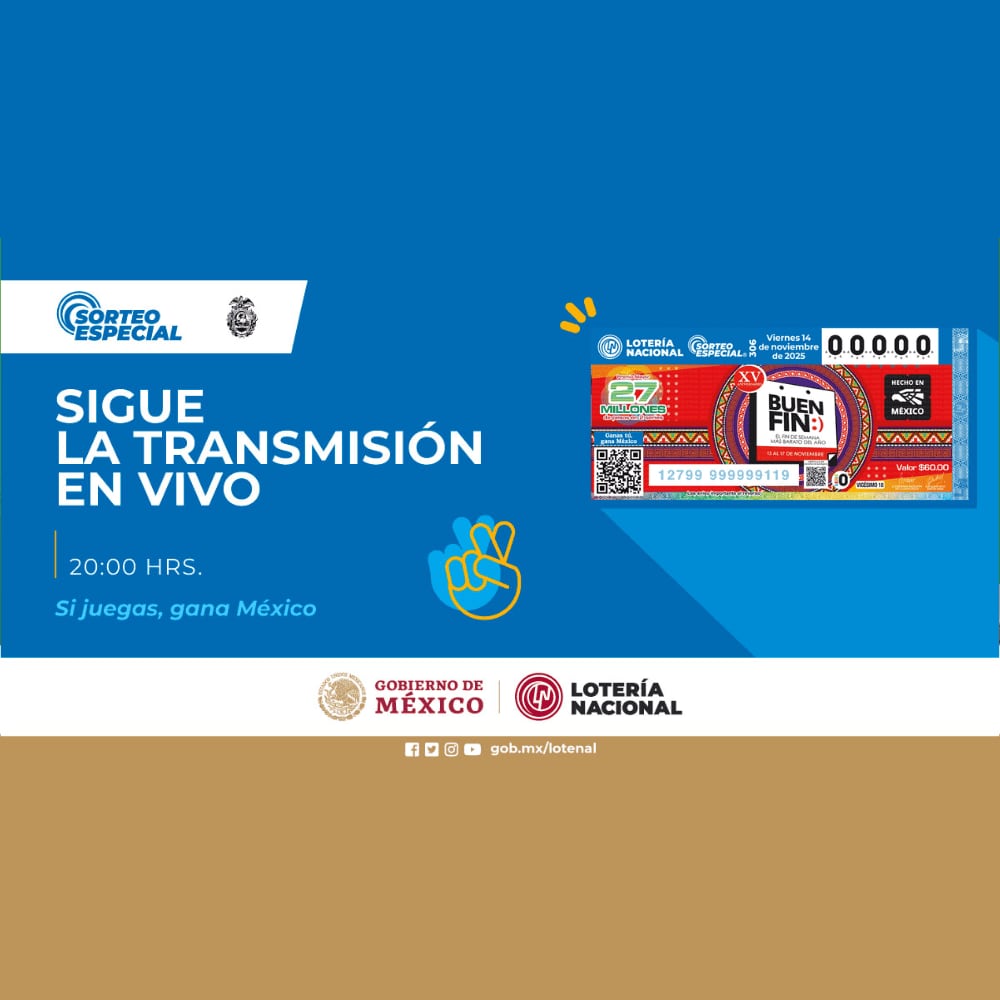 Hoy puedes ganar con la Lotería Nacional de México y el Sorteo Especial.
