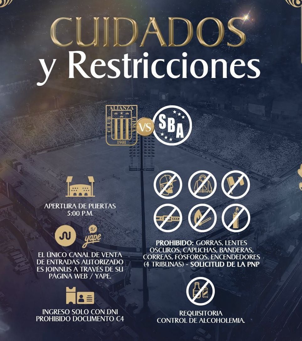 Atención, hincha blanquiazul: estas son las restricciones para el encuentro de hoy ante Sport Boys.