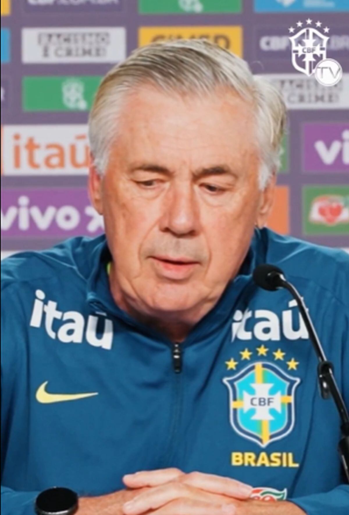 Carlo Ancelotti , entrenador de Brasil, en la conferencia de prensa previa al partido con Chile | Foto: CBF