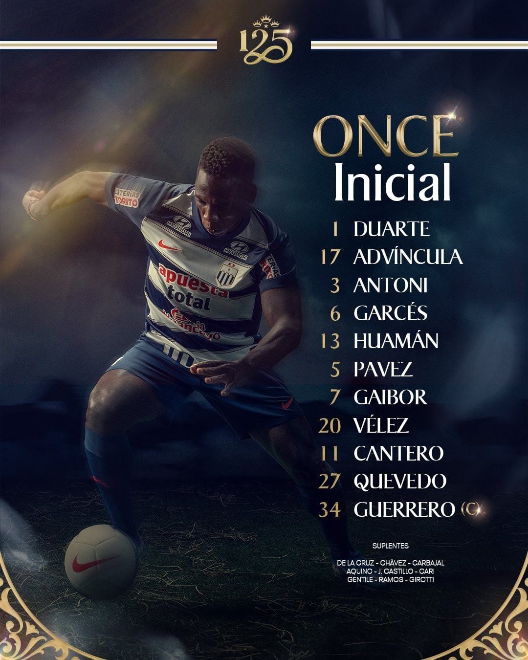Once titular de Alianza Lima.