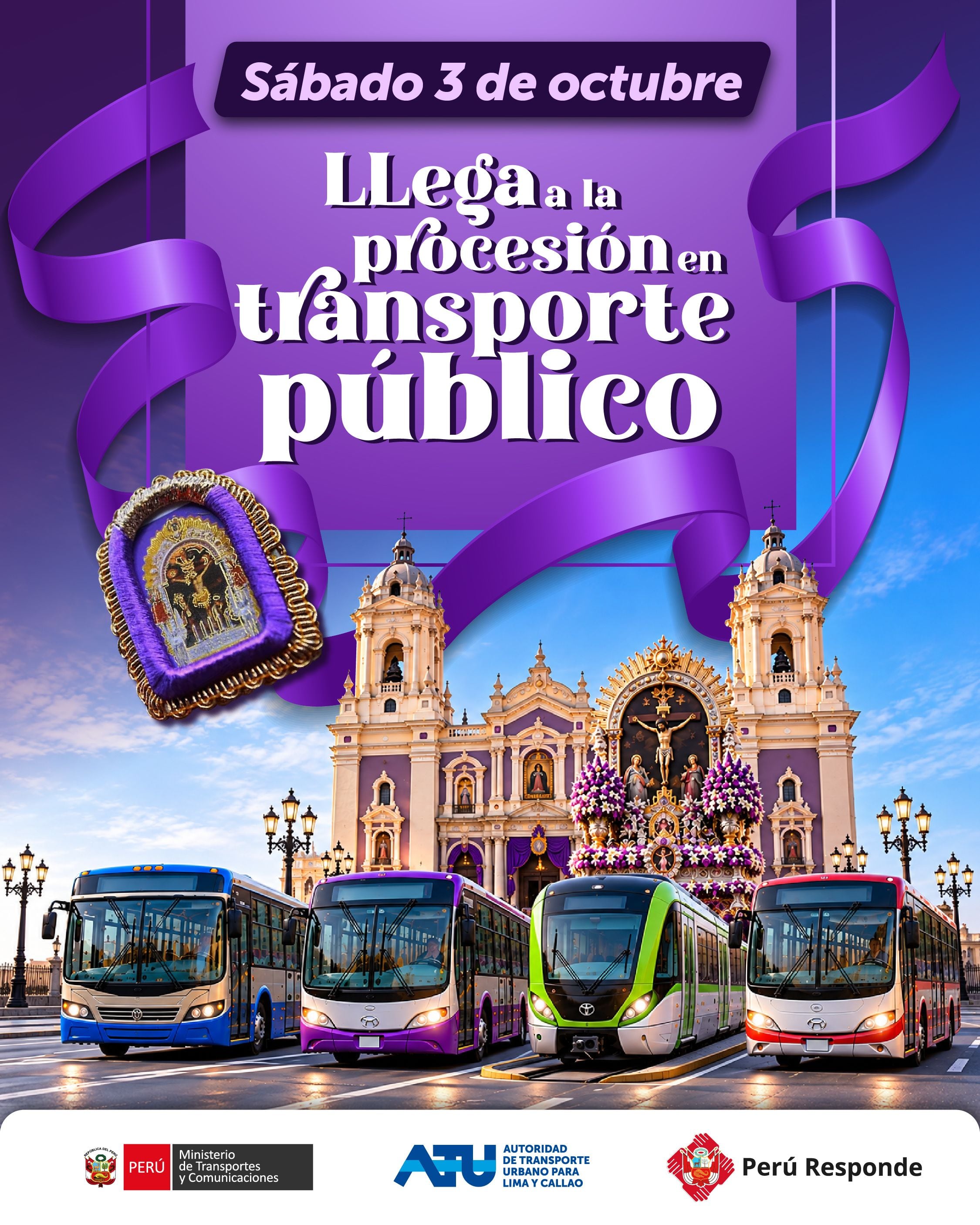Mediante sus redes sociales la ATU informa que el Metropolitano, los corredores Azul y Morado y diversas rutas de transporte convencional te acercarán a Las Nazarenas.