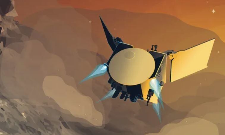 En esta ilustración, la nave espacial OSIRIS-APEX de la NASA dispara sus propulsores cerca del asteroide Apophis. (Foto: HEATHER ROPER / UNIVERSITY OF ARIZONA)