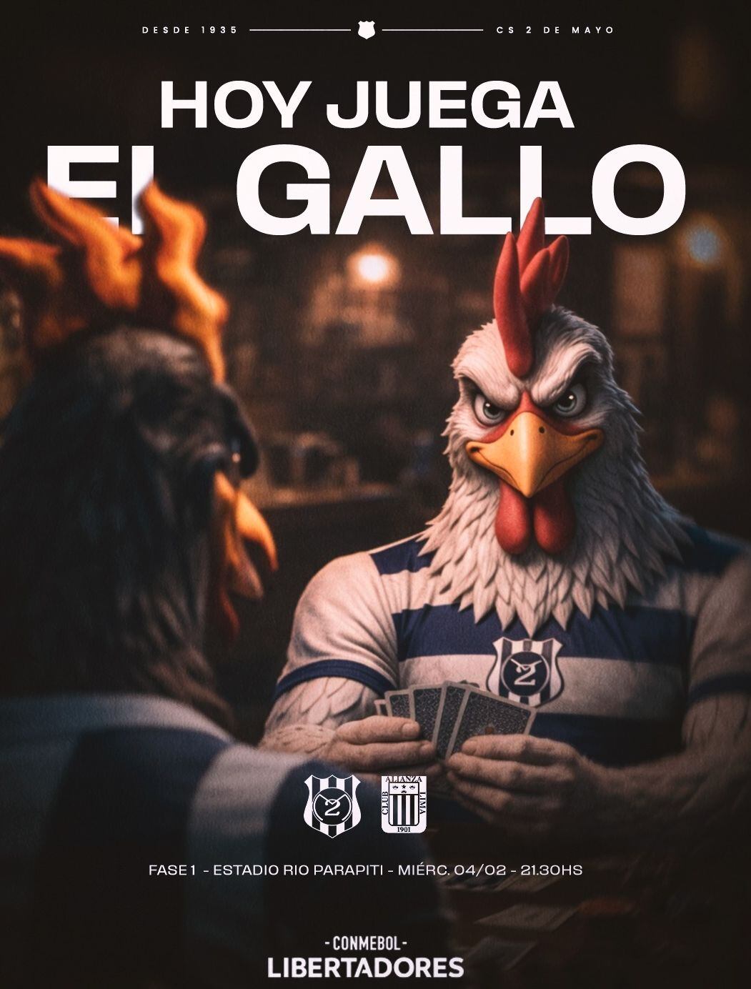 Así anuncia 2 de Mayo el partido de hoy contra Alianza por Copa Libertadores