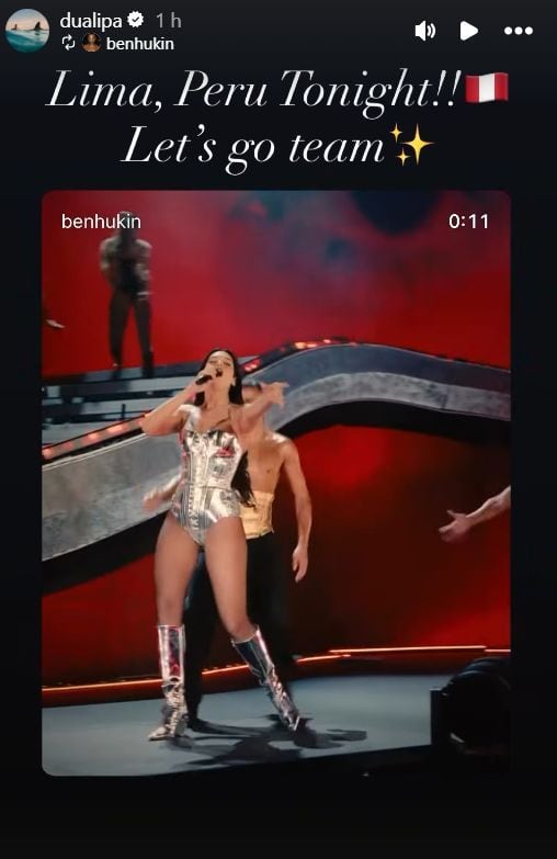 Dua Lipa comparte mensaje para sus fans peruanos a pocas horas de su concierto en Lima | Instagram