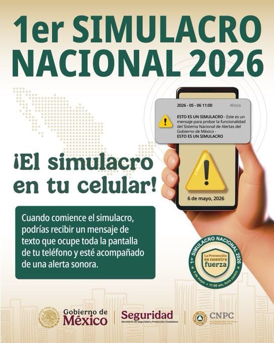 Recuerda que recibirás una alerta del simulacro en tu celular.