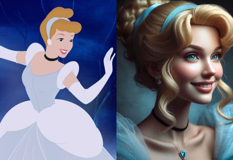 Así se vería Cenicienta en la vida real, según la herramienta Copilot.