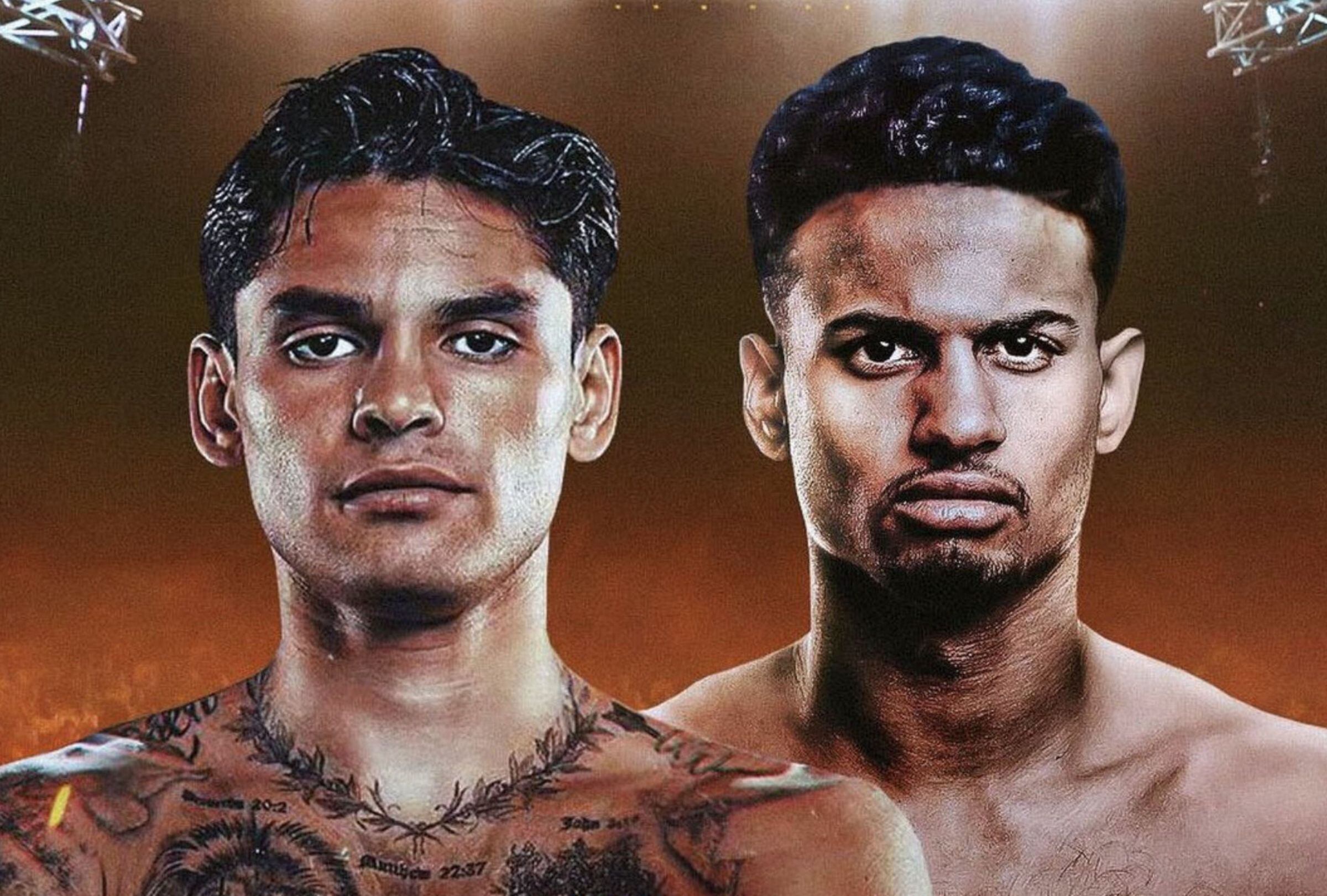 Ryan García pelea contra Rolly Romero en Fatal Fury “City of Wolves” en Times Square en la ciudad de Nueva York este viernes 2 de mayo. (Foto: Composición Mag)