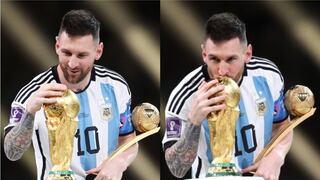 La emoción de un niño: Messi acarició y besó la Copa del Mundo | VIDEO