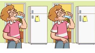 Encuentra 3 diferencias entre las imágenes del niño bebiendo agua en 9 segundos