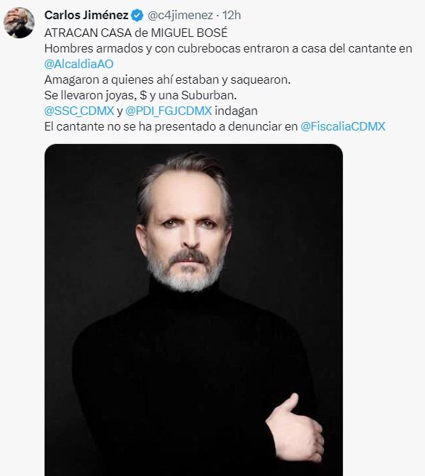 Publicación de Carlos Jiménez (Foto: Carlos Jiménez/Twitter)