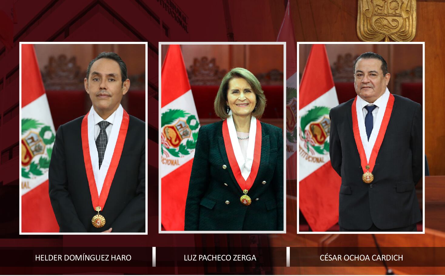 Luz Pacheco (presidenta electa), Helder Domínguez (Vicepresidente) y César Ochoa (Director General del Centro de Estudios Constitucionales)