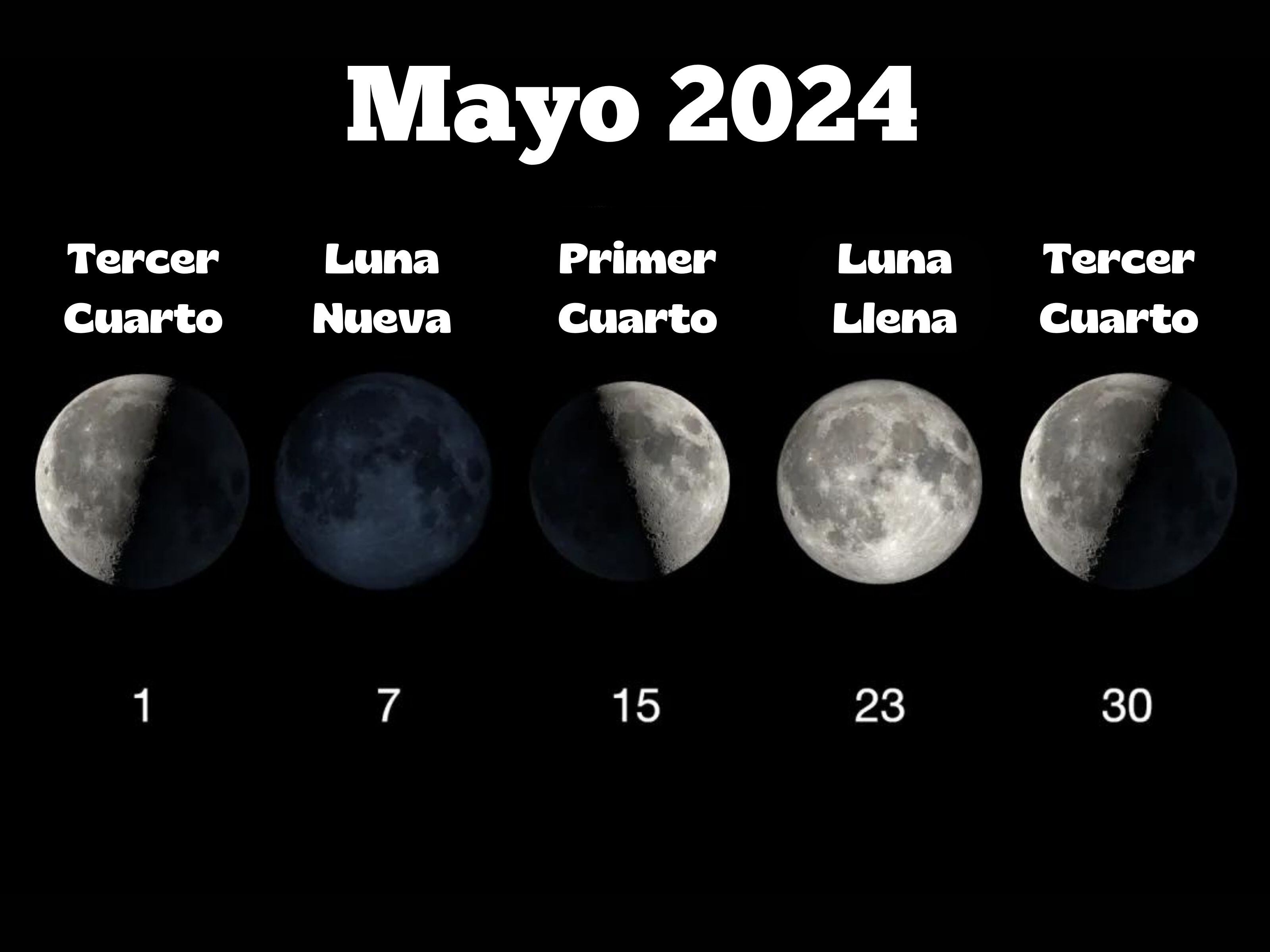 Fases de la Luna en mayo 2024. (Foto: NASA/JPL-Caltech)