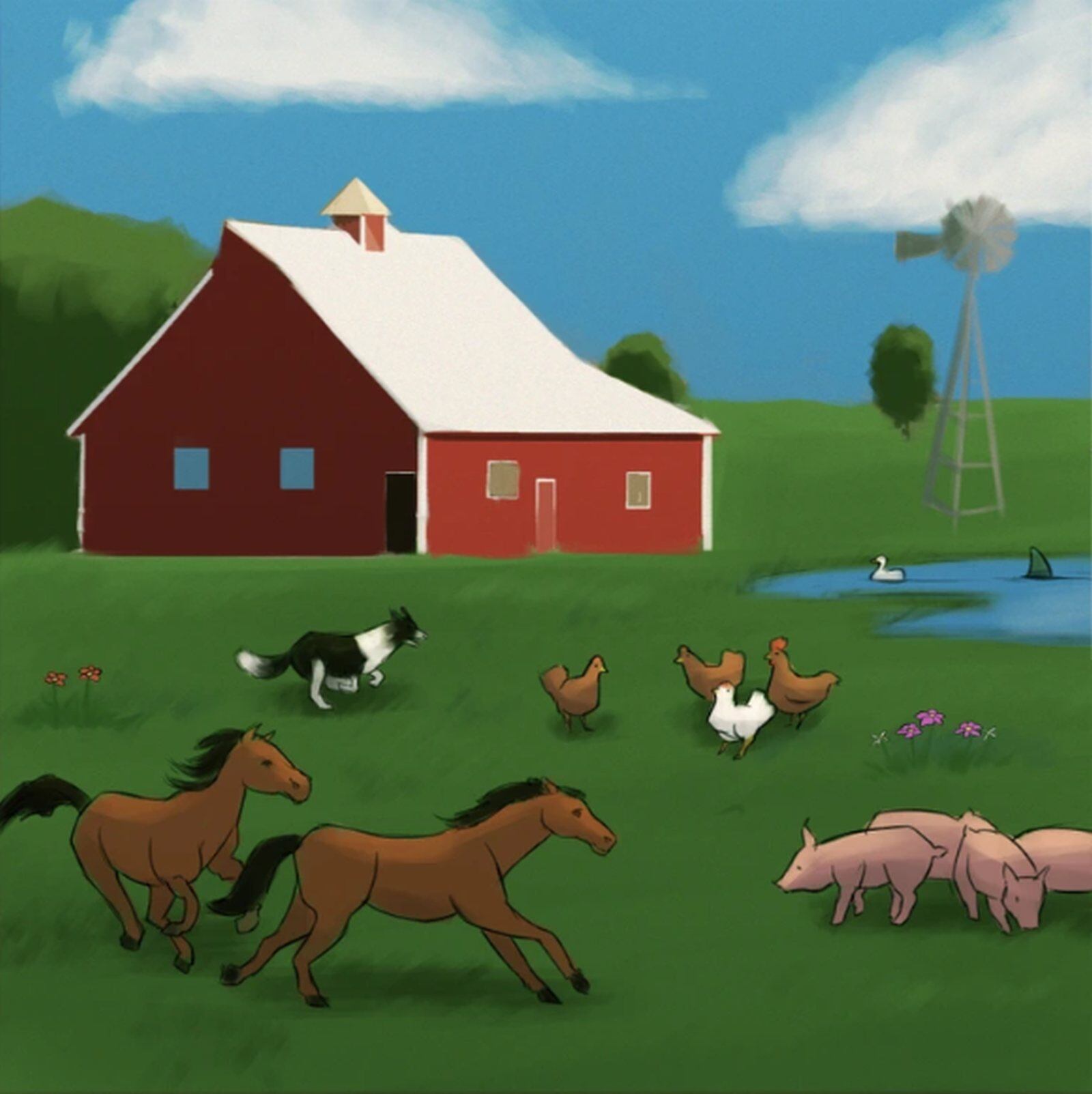 RETO VISUAL | Esta imagen, que te permite apreciar una granja con varios animales, tiene un error. (Foto: genial.guru)
