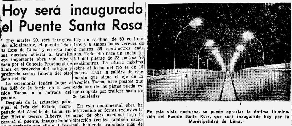 Lo que más llamó la atención de los asistentes esa noche mágica fueron las potentes luces que iluminaron el puente y varias cuadras más allá. (Foto: Archivo Histórico de El Comercio)