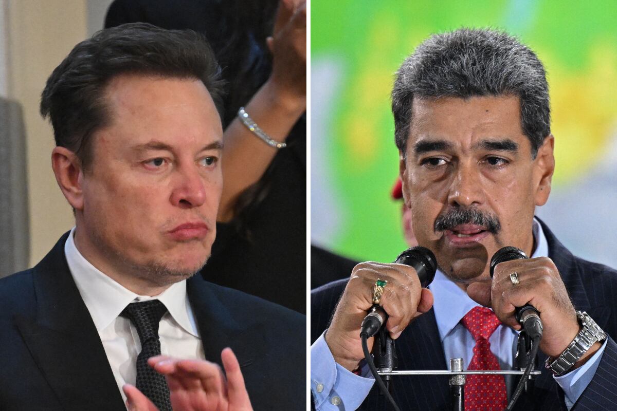 El magnate dueño de SpaceX y Tesla, Elon Musk; y el mandatario venezolano, Nicolás Maduro. (Fotos de SauL LOEB / Federico PARRA / AFP)
