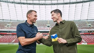 Para Qatar 2022: Lewandowski se comprometió en lucir cinta de Ucrania que le entregó Shevchenko | VIDEO