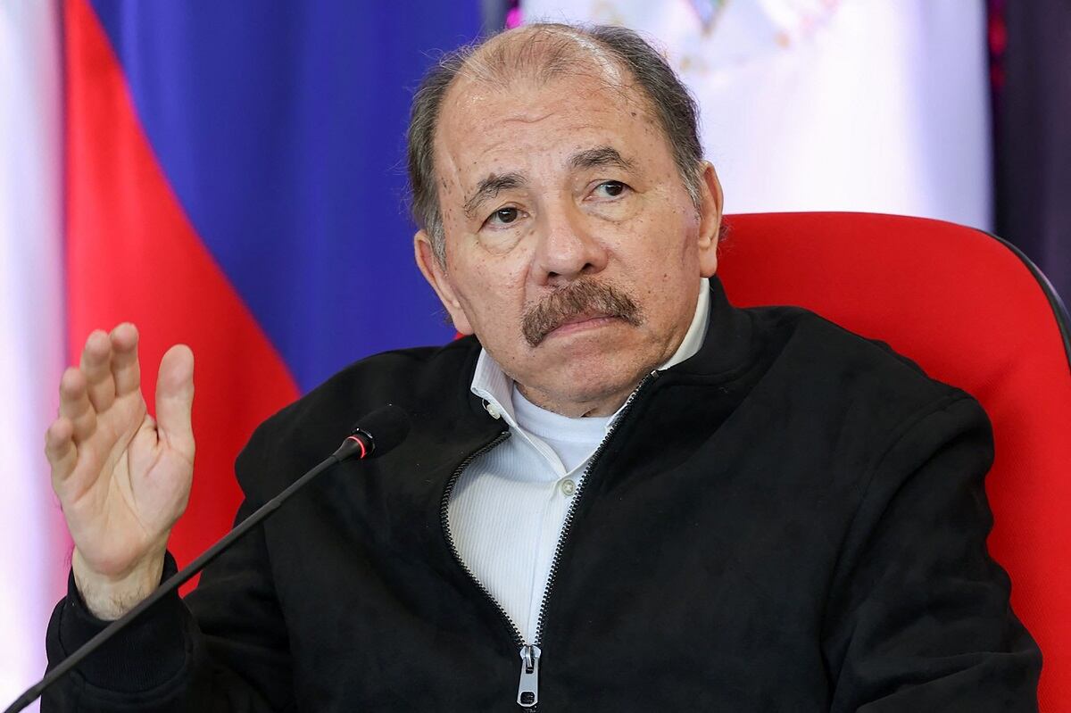 El presidente de Nicaragua, Daniel Ortega, hablando durante una reunión en Managua, el 28 de febrero de 2024. (Foto de Cesar PEREZ / Presidencia de Nicaragua / AFP)