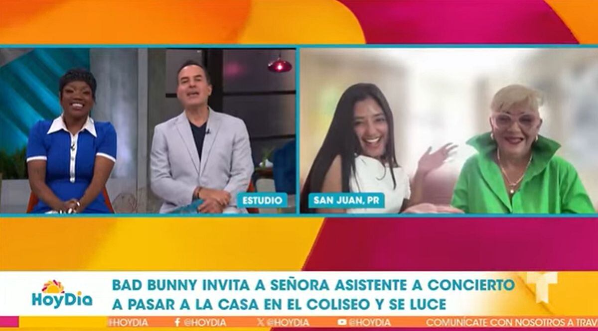 Dorca Rivera y su nieta fueron entrevistas en el programa 'Hoy Día' de Telemundo tras volverse viral por subir al escenario junto a Bad Bunny. (Foto: @hoydia / YouTube)