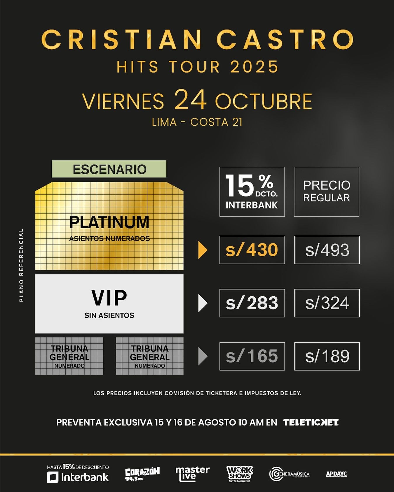 Estos son los precios de las entradas para el concierto de Cristian Castro en Perú. (Foto: Masterlive)