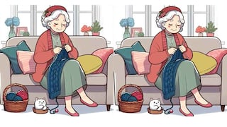 Encuentra las 3 diferencias entre las imágenes de la abuela tejiendo