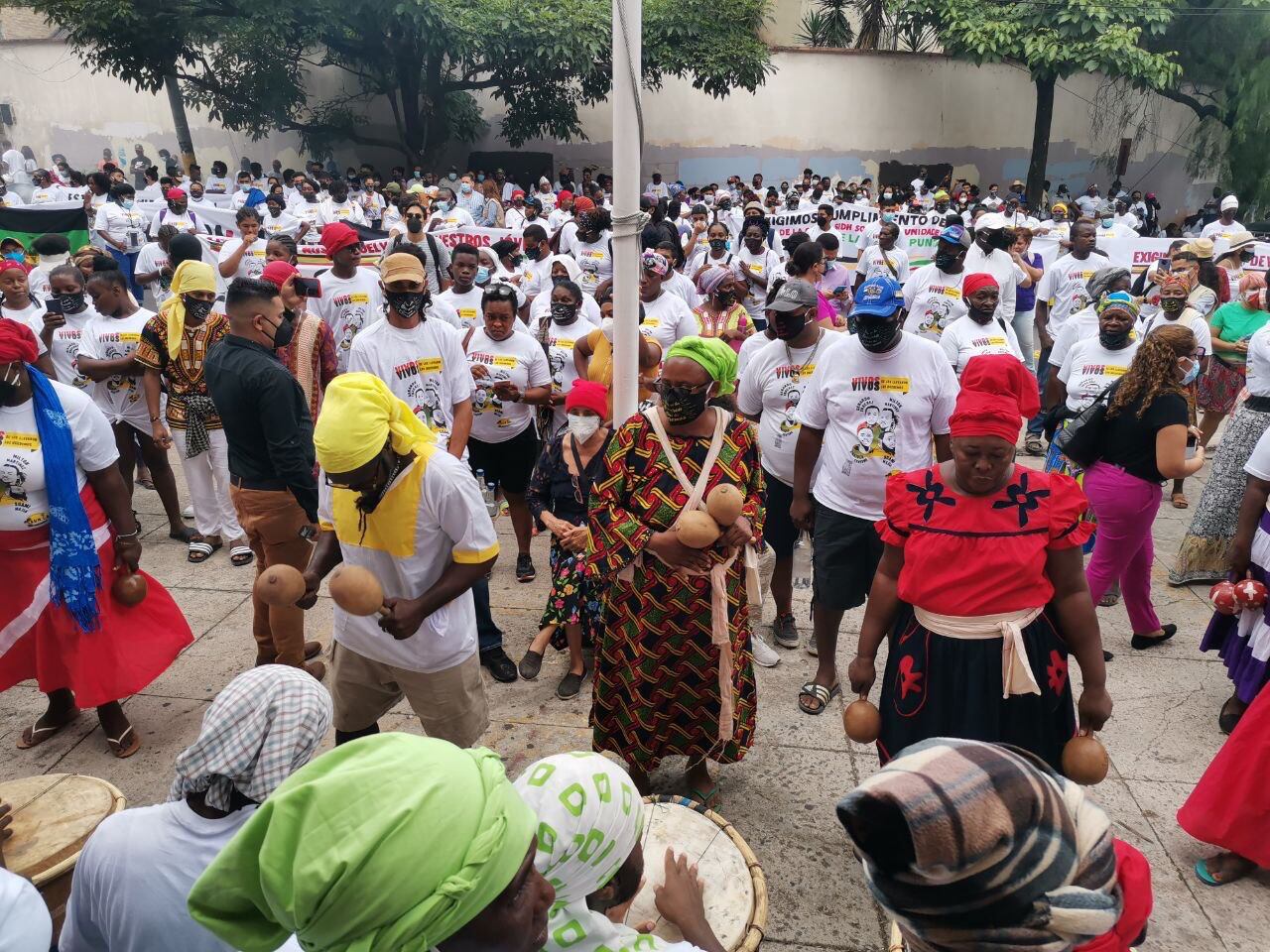 Protesta para exigir la presentación con vida de los jóvenes garífunas víctimas de desaparición forzada. Foto: Cortesía OFRANEH