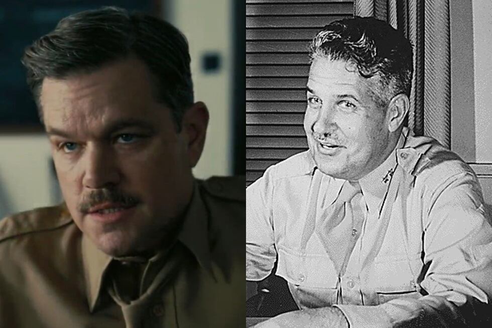El miembro del Ejército de Estados Unidos, Leslie Groves, es interpretado en la ficción por el actor Matt Damon. Este personaje tuvo un rol importante al estar al mando del “Proyecto Manhattan” y convocar a Robert Oppenheimer. (Foto: Universal Pictures/AFP)