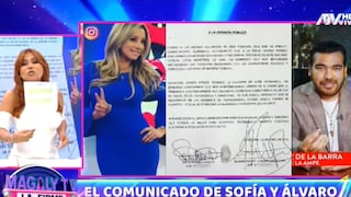Magaly Medina se mostró sorprendida por el comunicado presentado por Sofía Franco y Álvaro Paz de la Barra