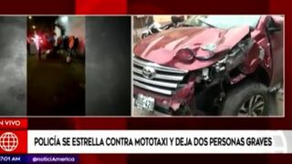 San Juan de Lurigancho: choque entre camioneta y mototaxi deja tres heridos