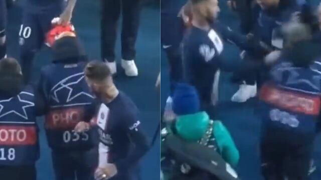 Sergio Ramos reaccionó de forma violenta contra dos fotógrafos tras derrota del PSG ante el Bayern Múnich